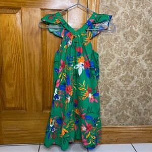 Crewcuts Girls Size 10 Tropical Print Ruffle Green Dress- NWT